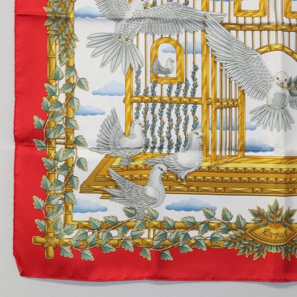 HERMES Carre 90 Scarf ""ENVOL"" Silk Red Auth ac3618 - Picture 8 of 16